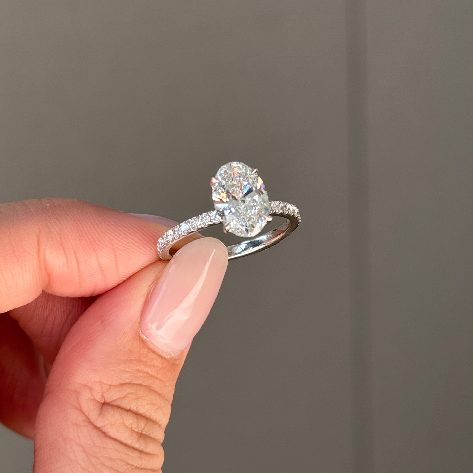 2 CT Oval Pave Moissanite Engagement Ring