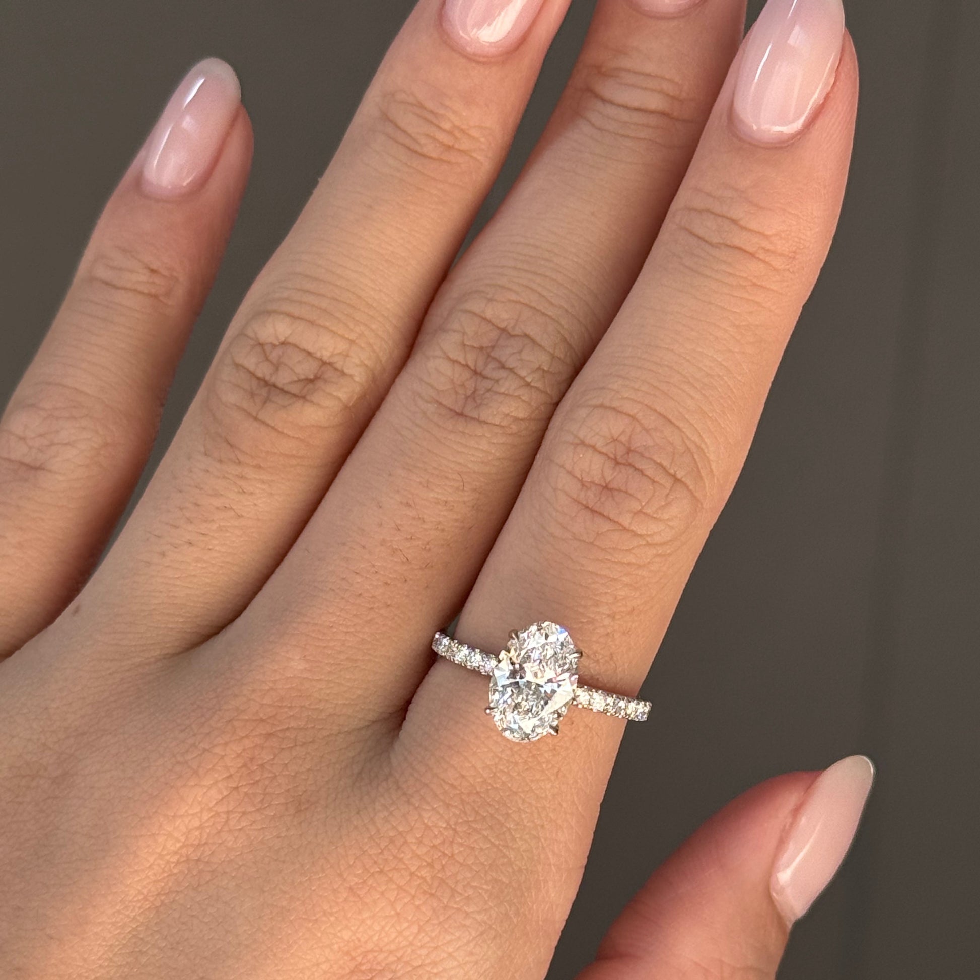 2 CT Oval Pave Moissanite Engagement Ring
