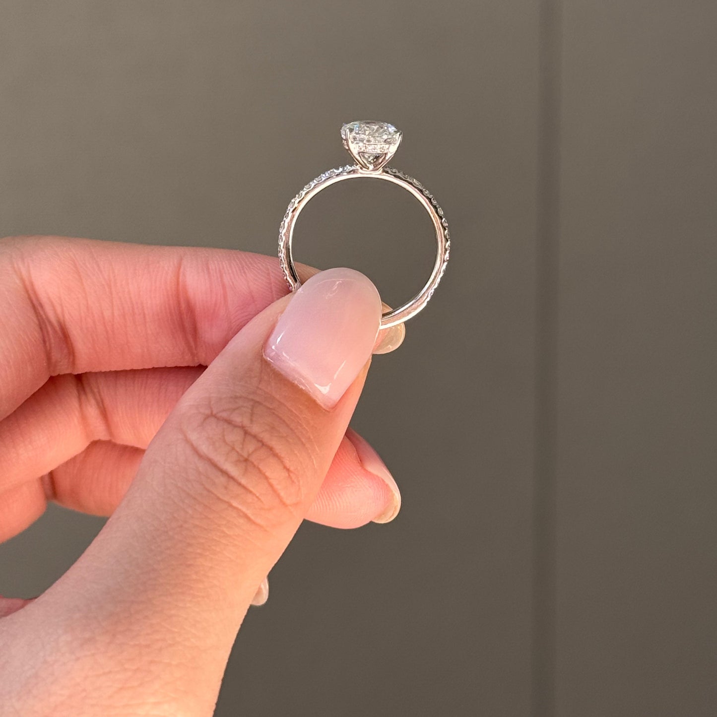 2 CT Oval Pave Moissanite Engagement Ring