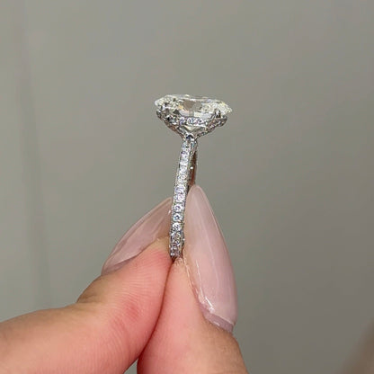 3.07 CT Oval Triple Pave Moissanite Engagement Ring