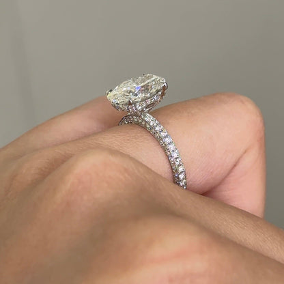 3.07 CT Oval Triple Pave Moissanite Engagement Ring