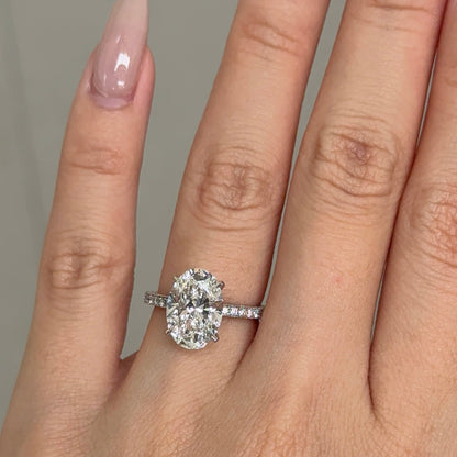 3.07 CT Oval Triple Pave Moissanite Engagement Ring