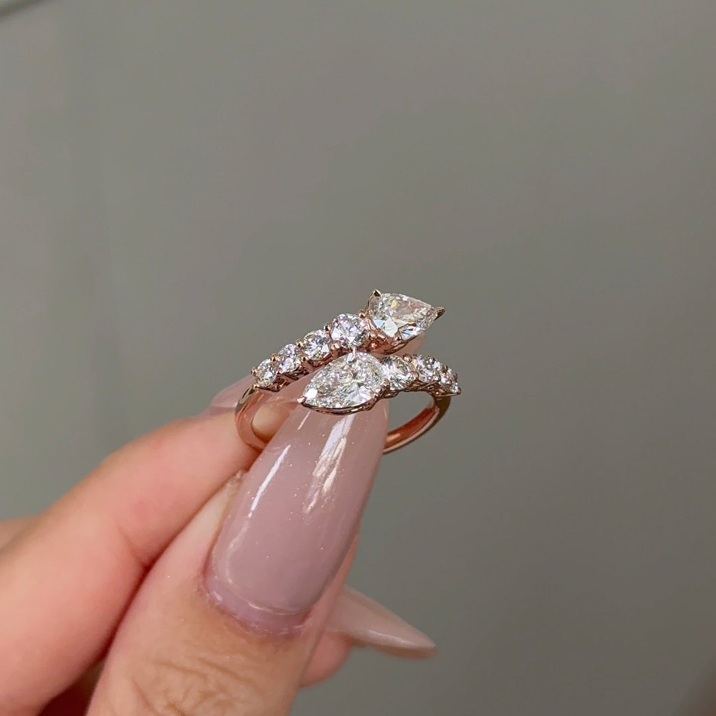 0.57 CT Pear Pave & Open Shank Moissanite Engagement Ring