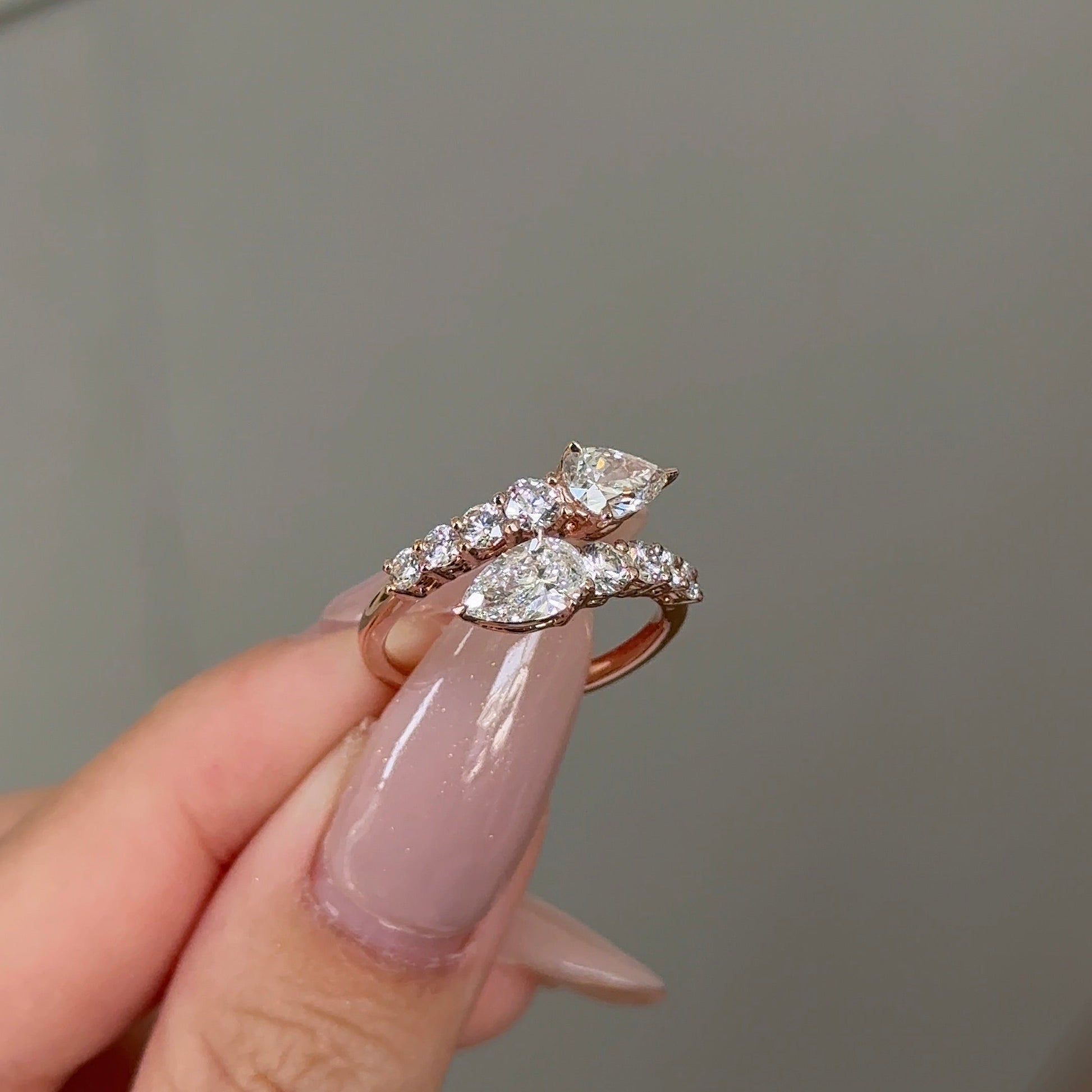 0.57 CT Pear Pave & Open Shank Moissanite Engagement Ring