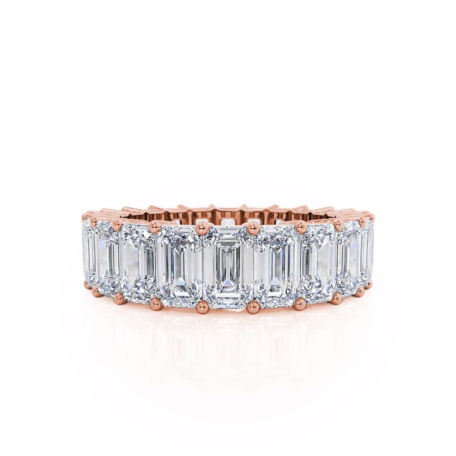 6 TCW Emerald Full Eternity Moissanite Wedding Band