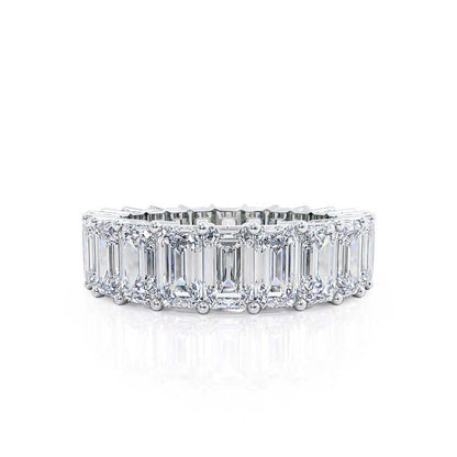 5 TCW Emerald Full Eternity Moissanite Wedding Band