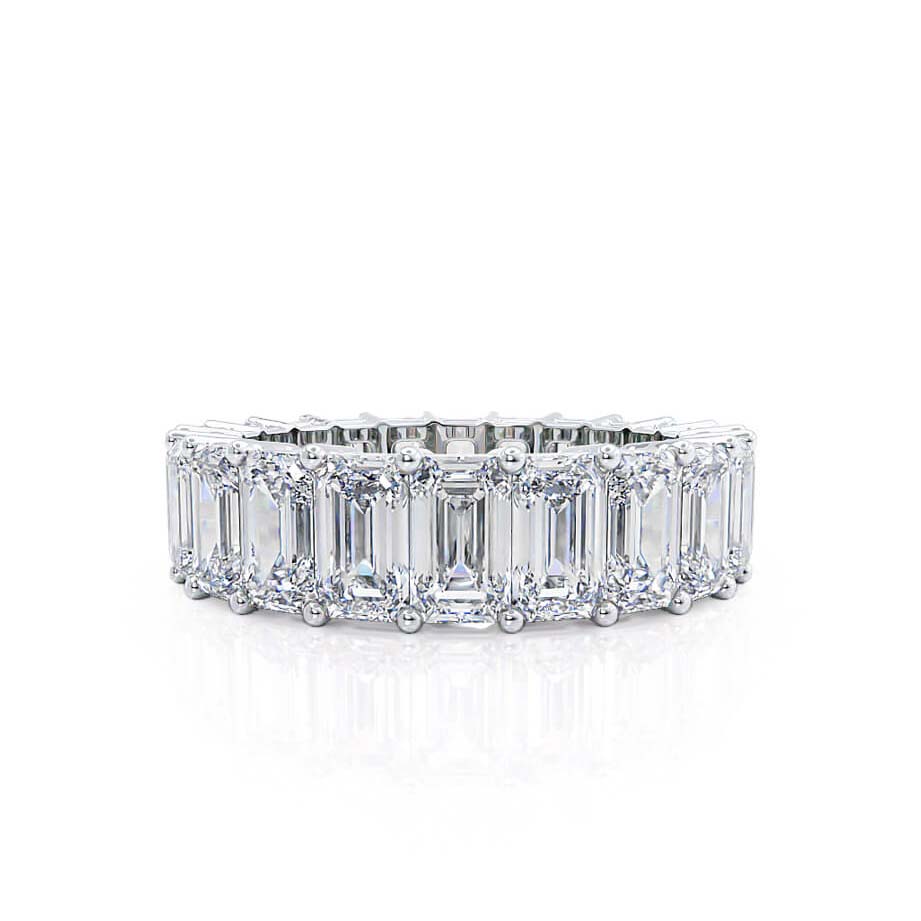 6 TCW Emerald Full Eternity Moissanite Wedding Band