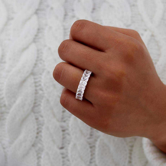 6 TCW Emerald Full Eternity Moissanite Wedding Band