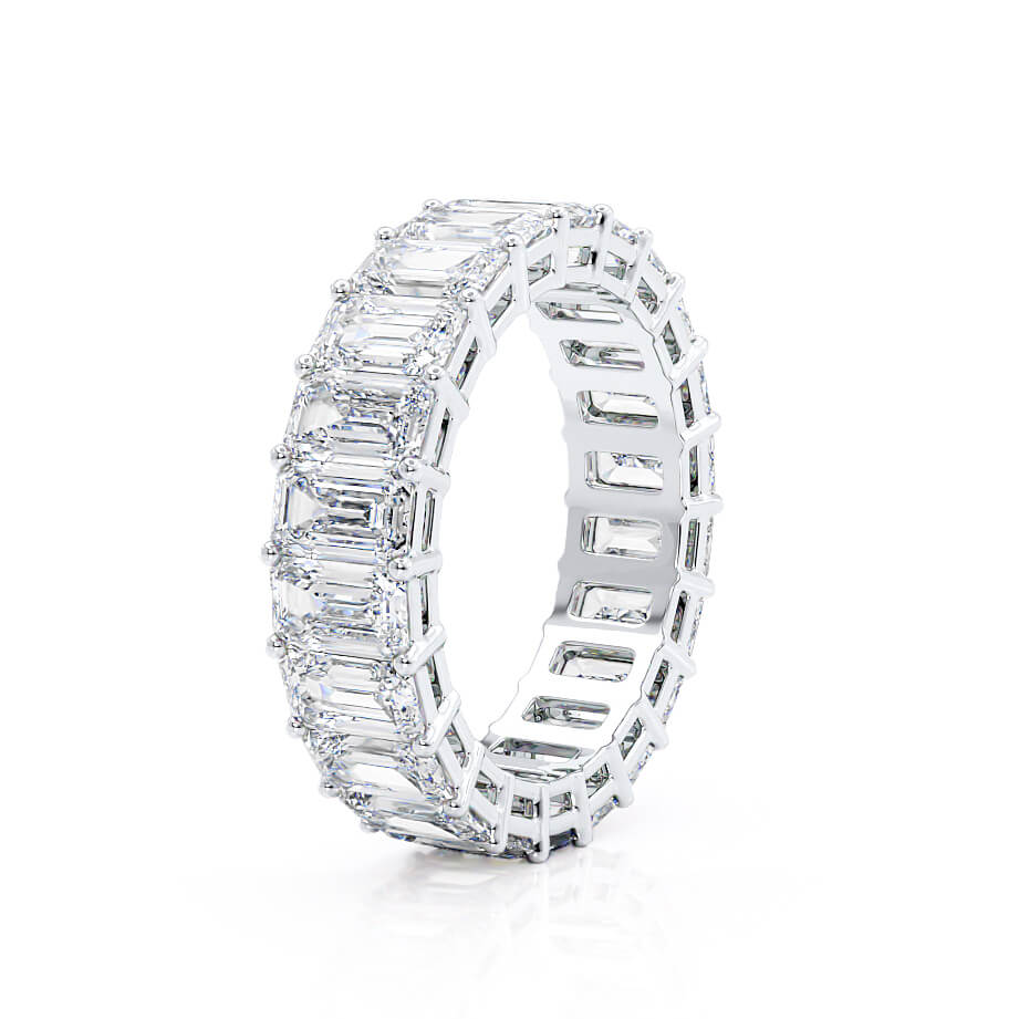 6 TCW Emerald Full Eternity Moissanite Wedding Band