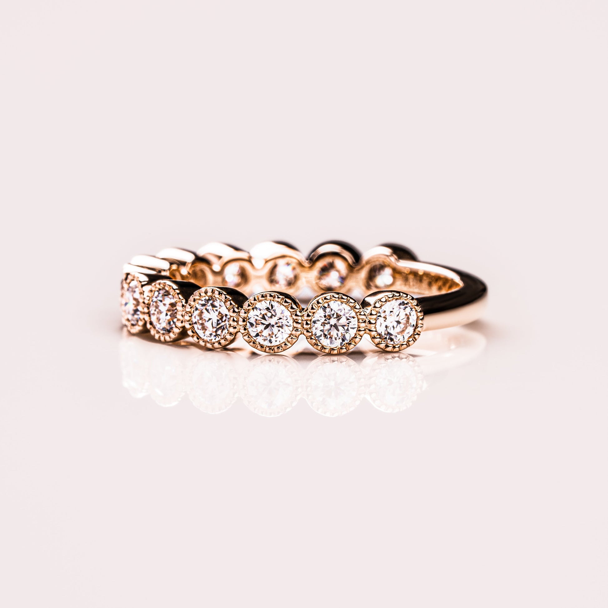 0.7 TCW Round Milgrain Moissanite Wedding Band