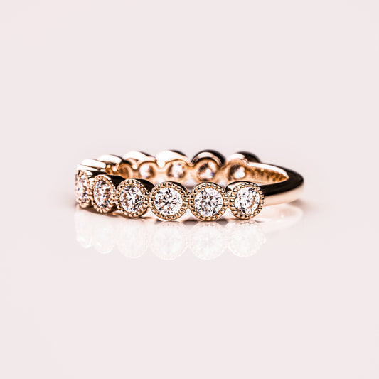 0.7 TCW Round Milgrain Moissanite Wedding Band