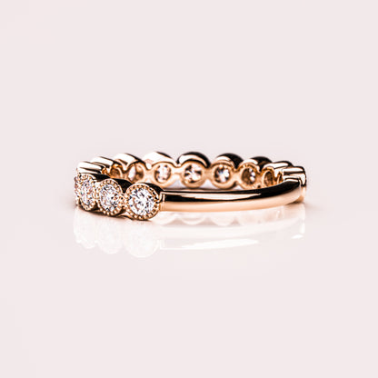 0.7 TCW Round Milgrain Moissanite Wedding Band