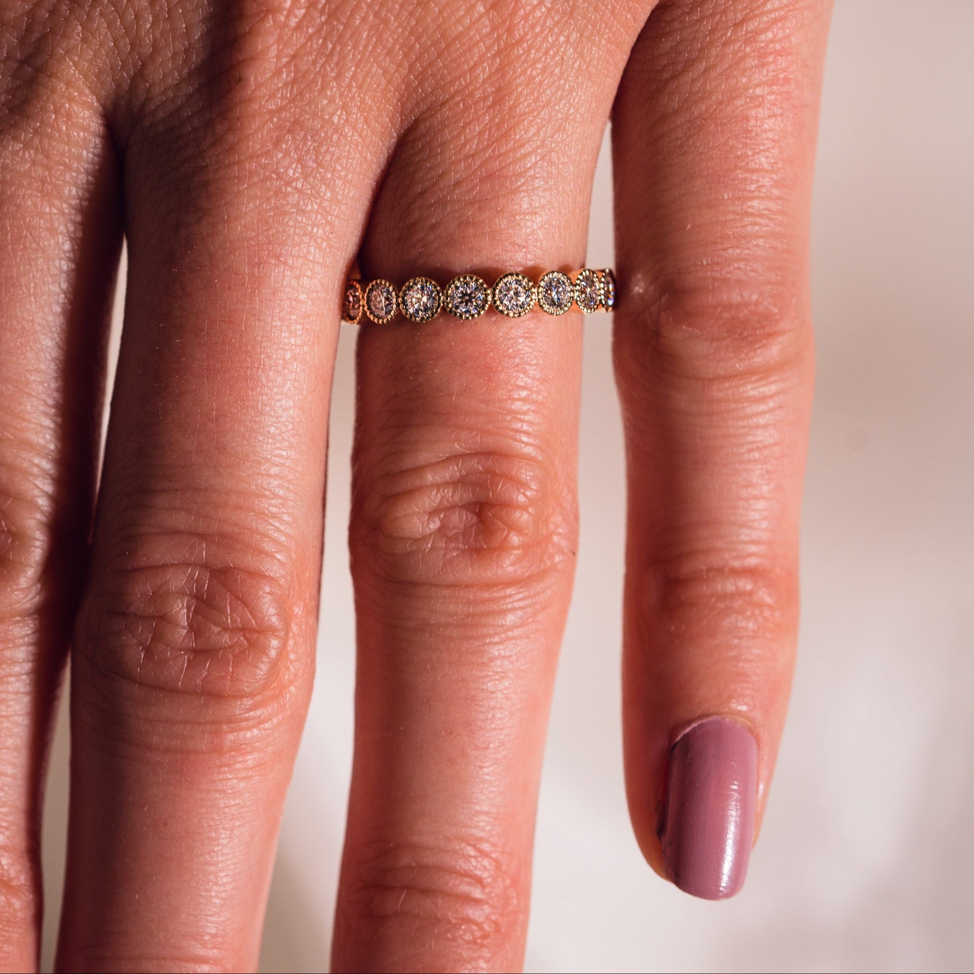 0.7 TCW Round Milgrain Moissanite Wedding Band