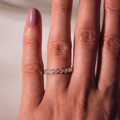 0.7 TCW Round Milgrain Moissanite Wedding Band