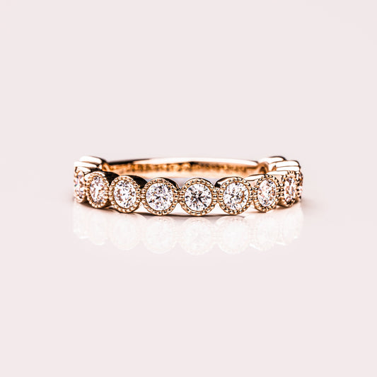 0.7 TCW Round Milgrain Moissanite Wedding Band