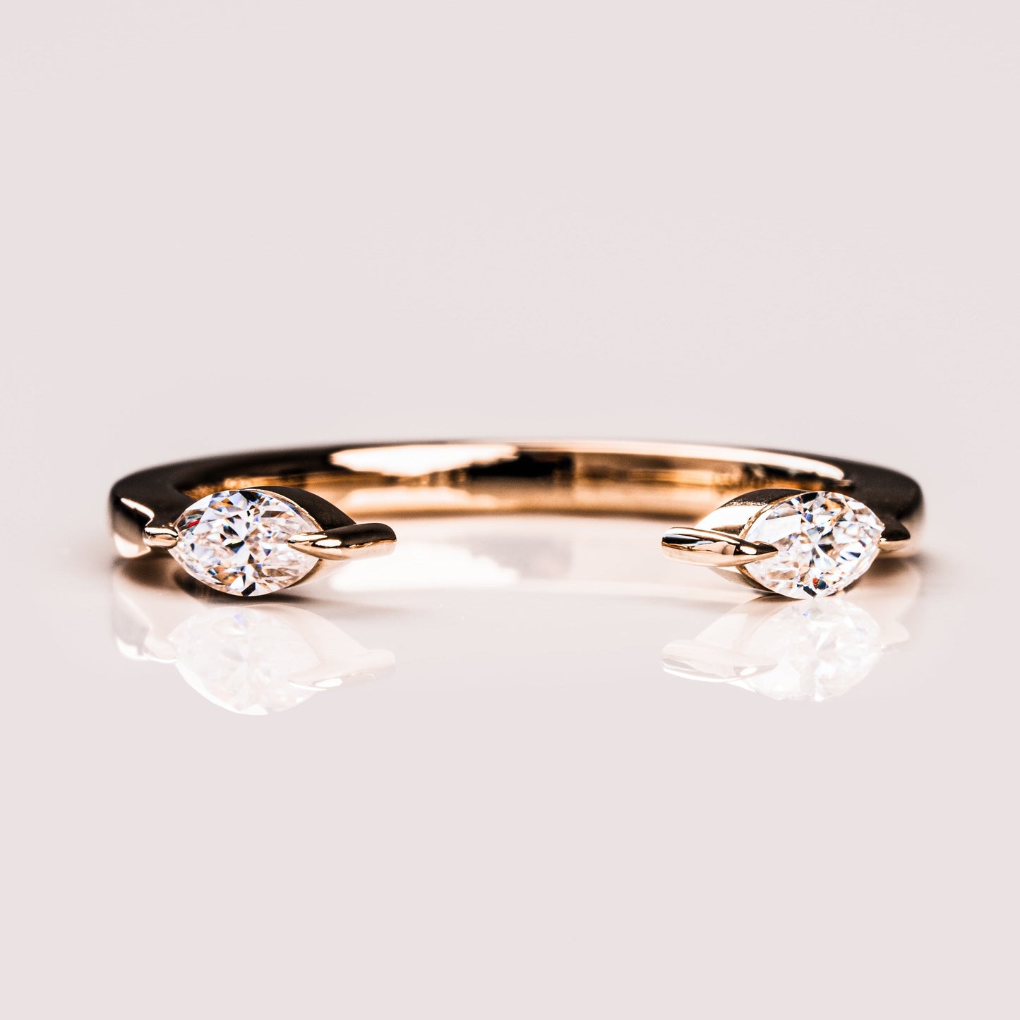 0.34 TCW Marquise Open Shank Moissanite Wedding Band