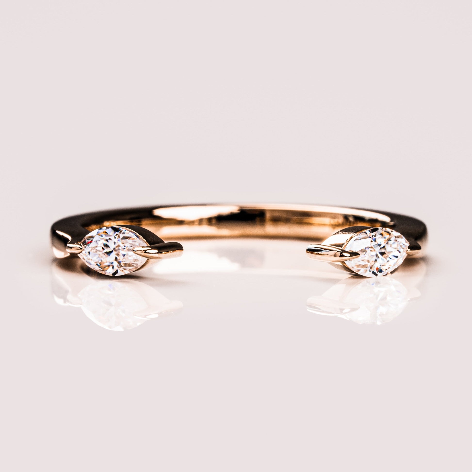 0.34 TCW Marquise Open Shank Moissanite Wedding Band