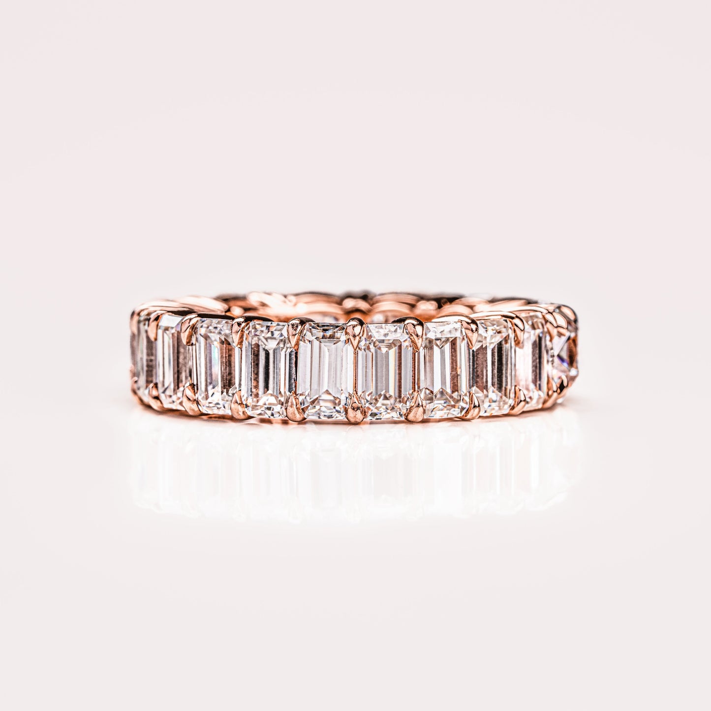 8.9 TCW Emerald & Cushion Full Eternity Moissanite Wedding Band