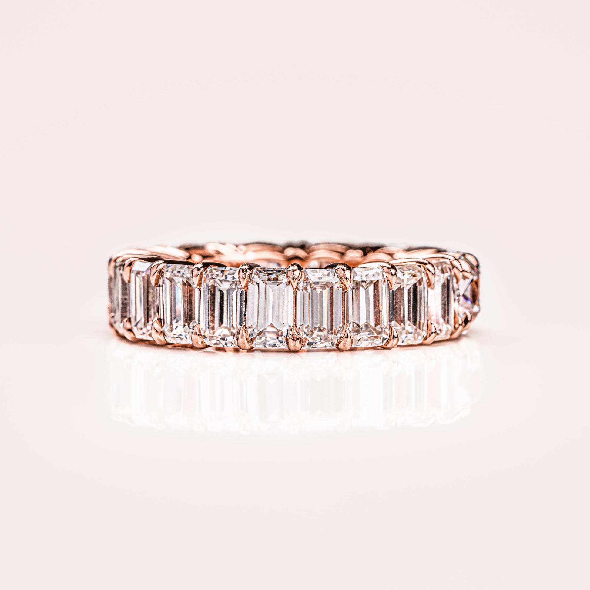 8.9 TCW Emerald & Cushion Full Eternity Moissanite Wedding Band