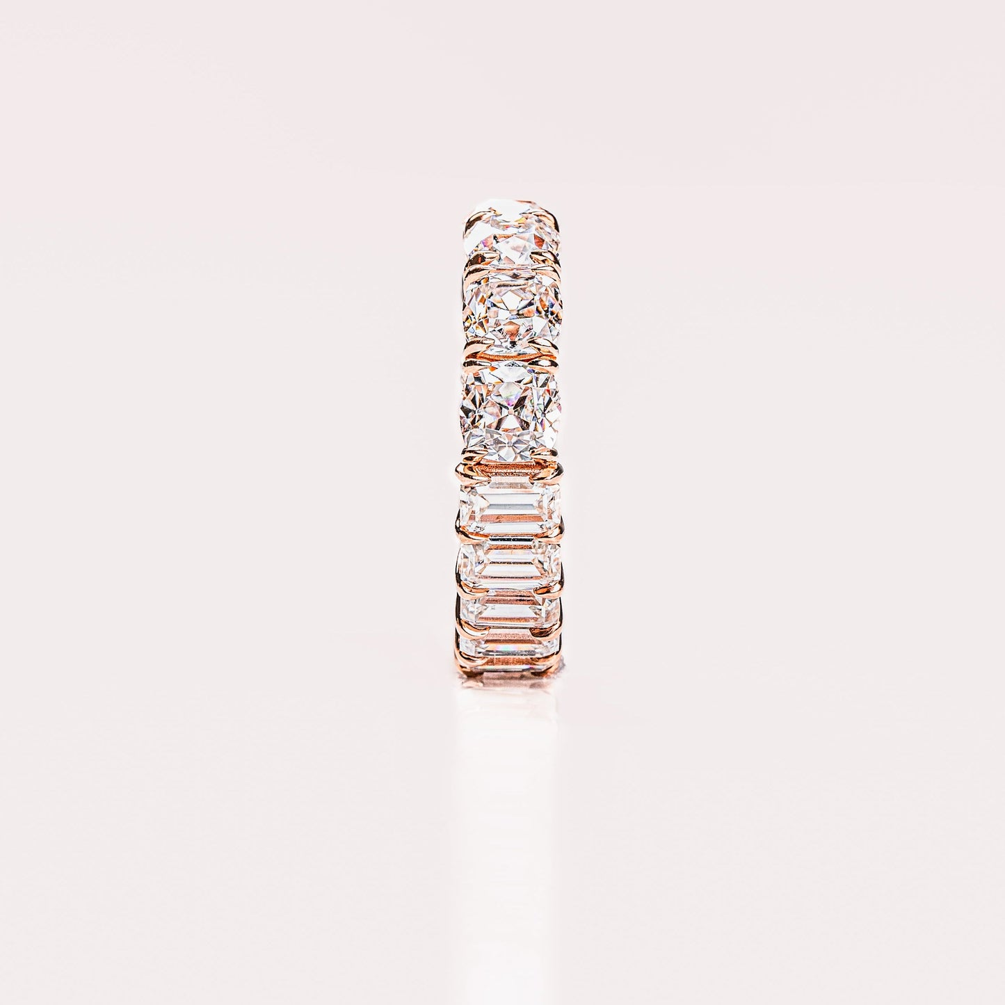 8.9 TCW Emerald & Cushion Full Eternity Moissanite Wedding Band