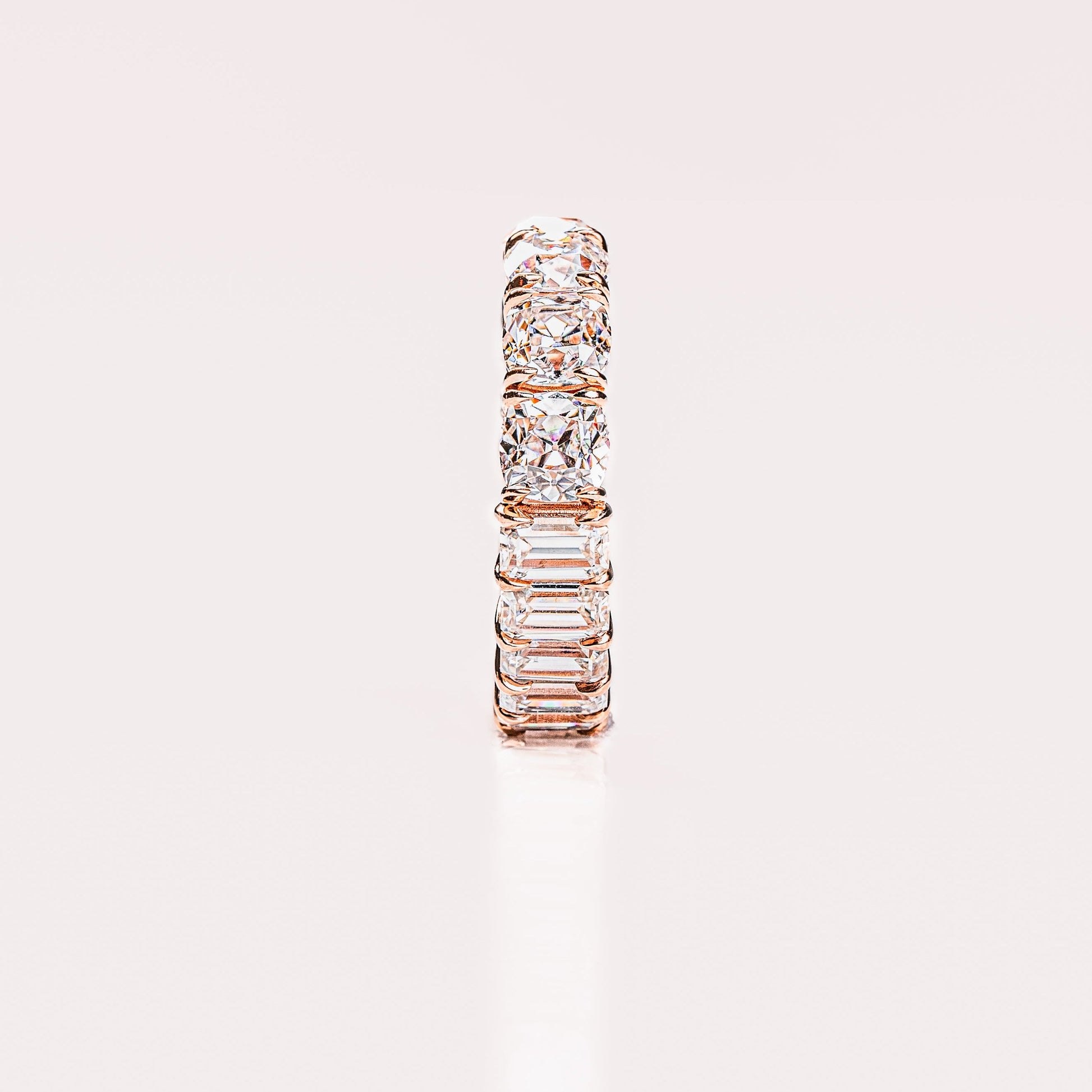 8.9 TCW Emerald & Cushion Full Eternity Moissanite Wedding Band