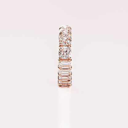8.9 TCW Emerald & Cushion Full Eternity Moissanite Wedding Band