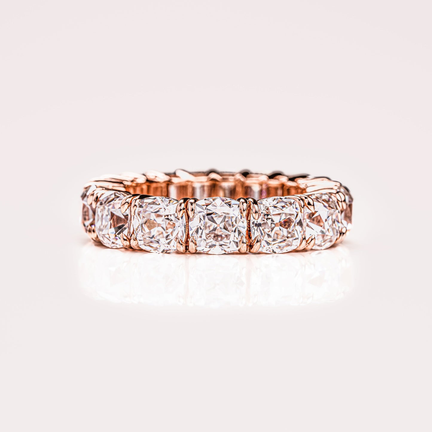 8.9 TCW Emerald & Cushion Full Eternity Moissanite Wedding Band