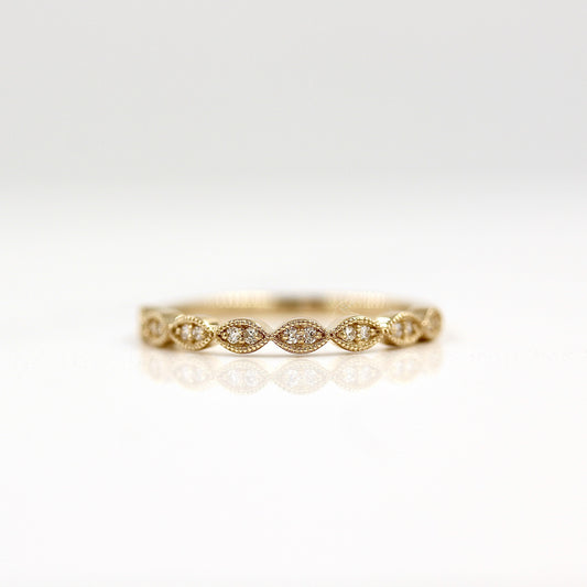 0.1 TCW Round Milgrain Moissanite Wedding Band