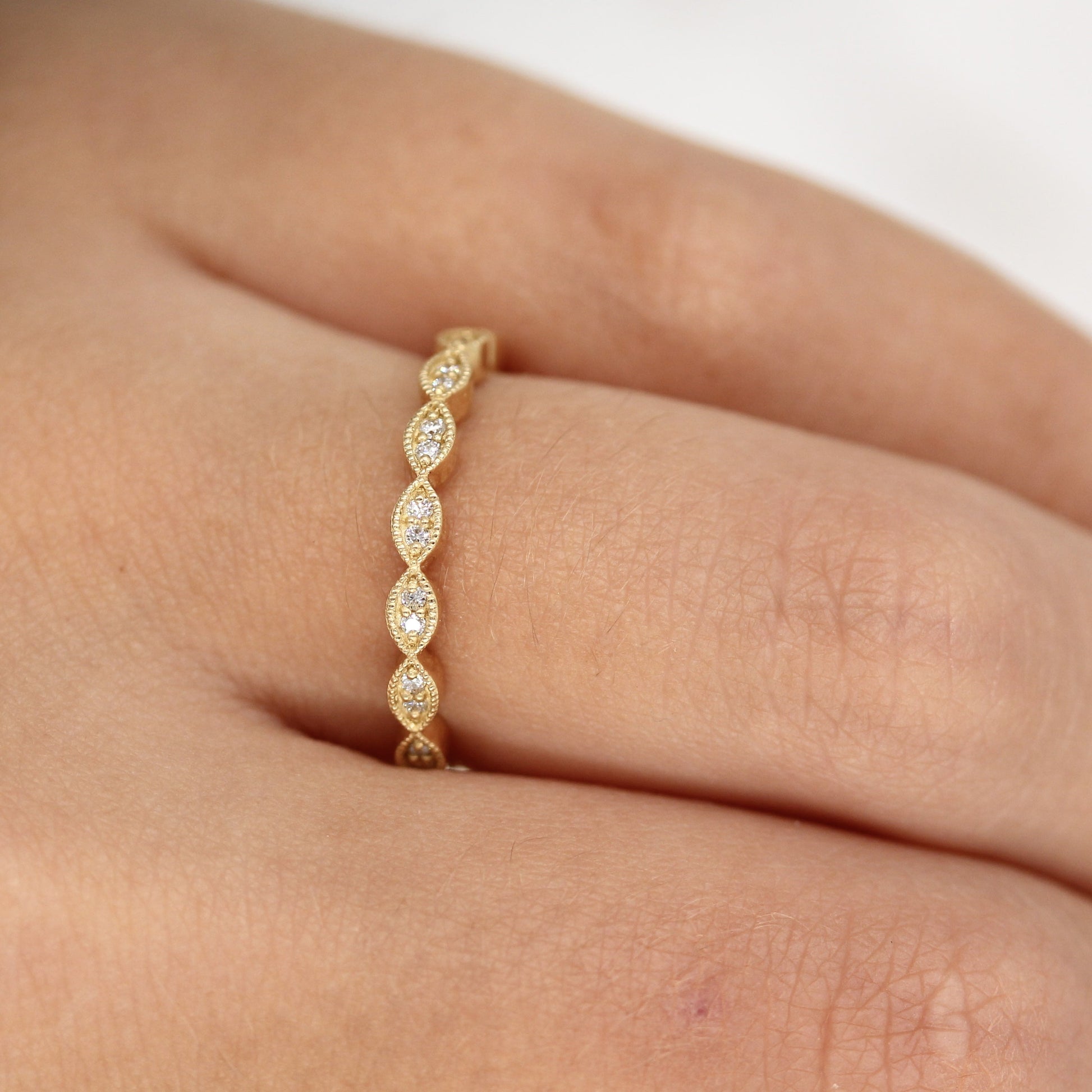 0.1 TCW Round Milgrain Moissanite Wedding Band