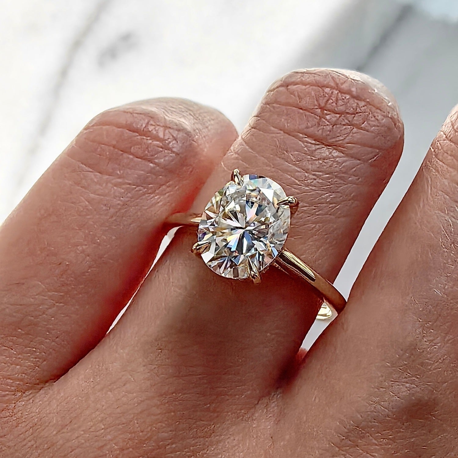 2.30 CT Oval Moissanite Hidden Halo Engagement Ring - farrellouise