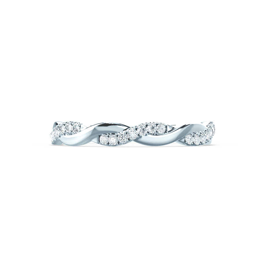 0.2 TCW Round Twisted Moissanite Wedding Band