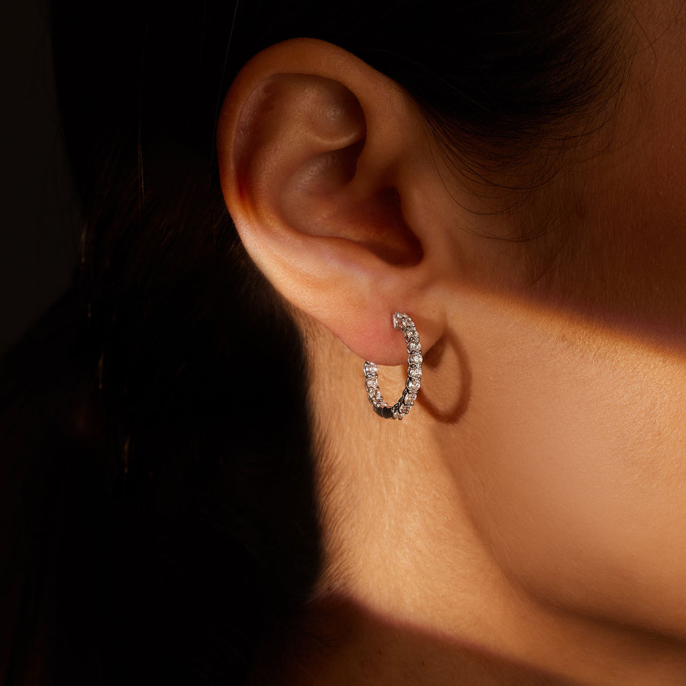 1.20 TCW Round Moissanite Hoop Earings