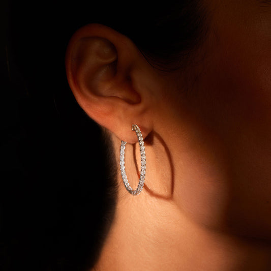 1.20 TCW Round Moissanite Hoop Earings