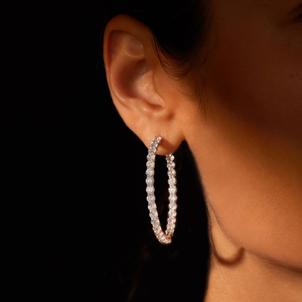 1.20 TCW Round Moissanite Hoop Earings
