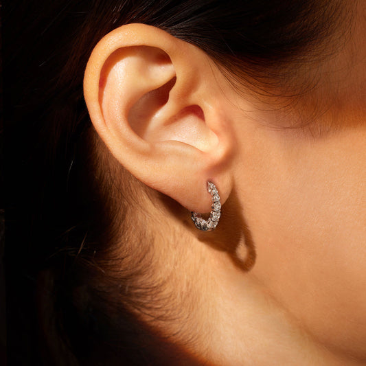 0.9 TCW Round Moissanite Huggies Earrings