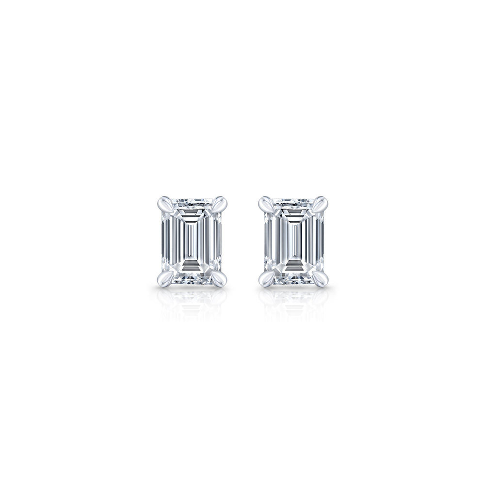1.1 TCW Emerald Moissanite Stud Earrings