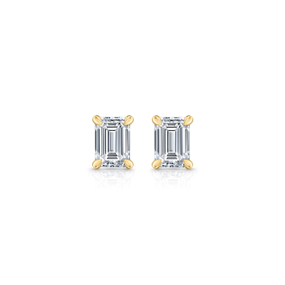 1.1 TCW Emerald Moissanite Stud Earrings