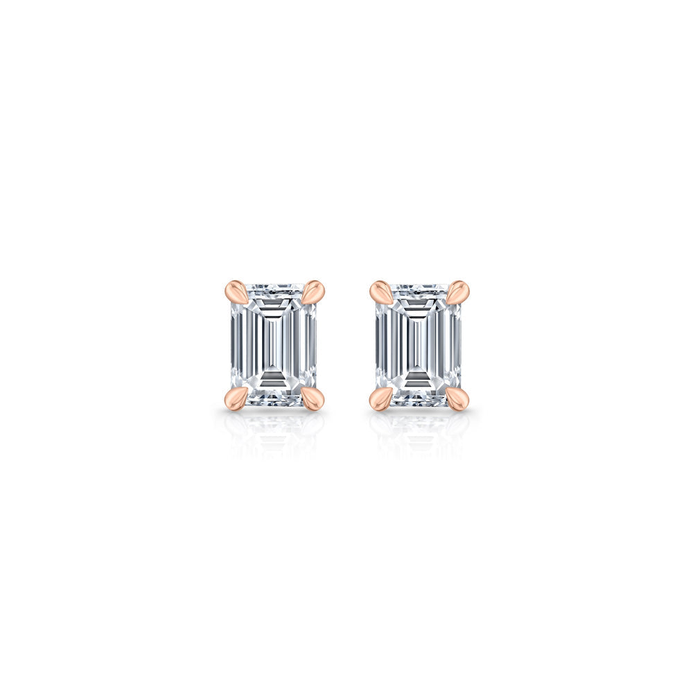 1.1 TCW Emerald Moissanite Stud Earrings