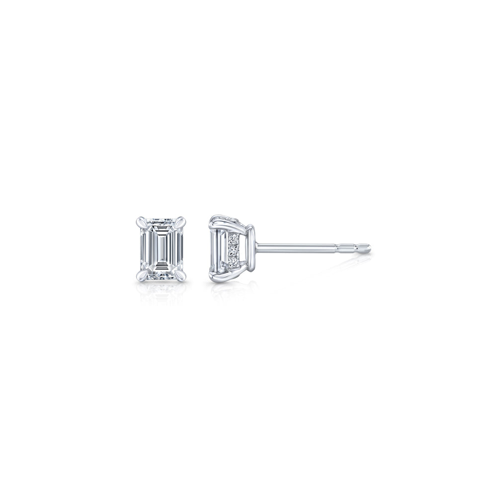 1.1 TCW Emerald Moissanite Stud Earrings