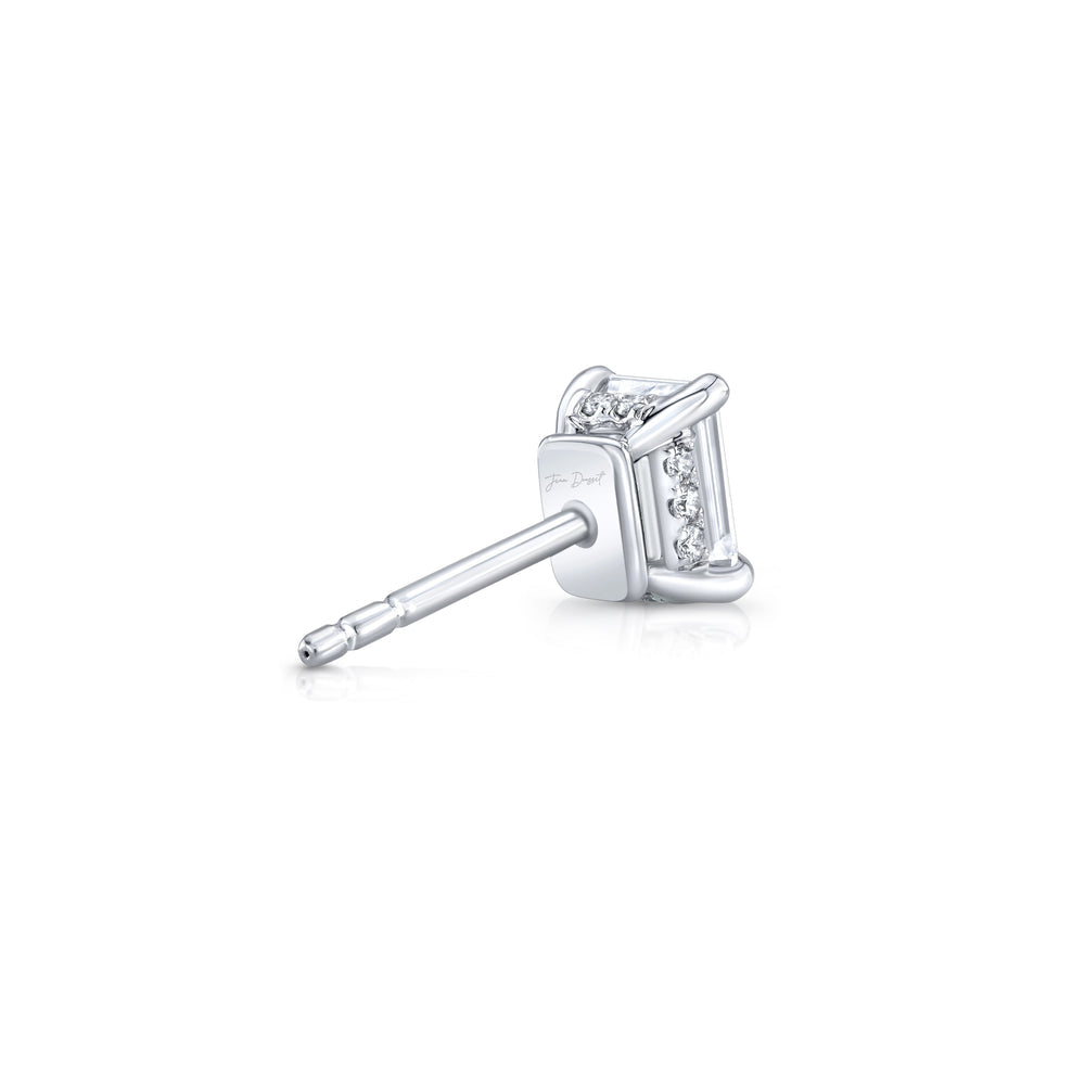 1.1 TCW Emerald Moissanite Stud Earrings