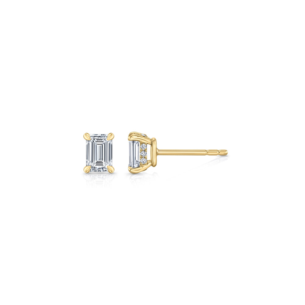 1.1 TCW Emerald Moissanite Stud Earrings
