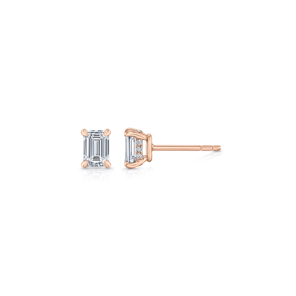 1.1 TCW Emerald Moissanite Stud Earrings