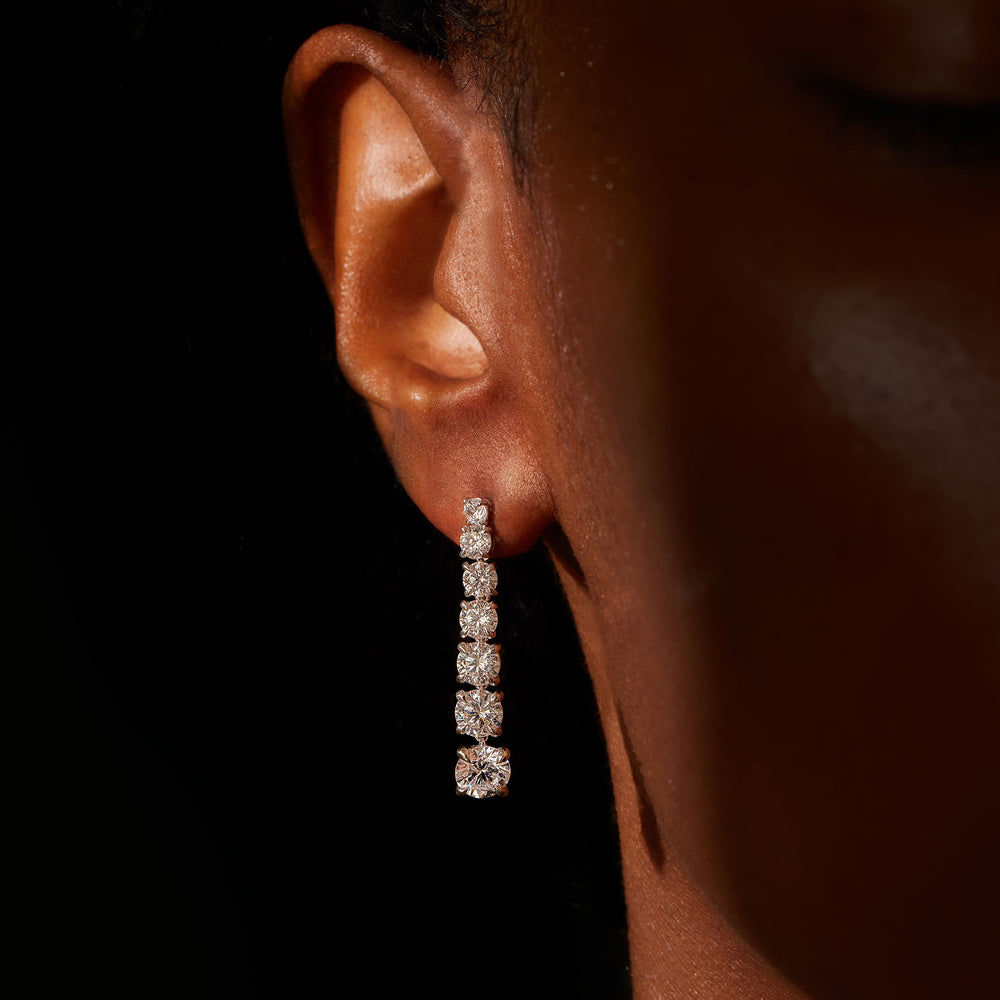 4.5 TCW Round Moissanite Drop Earrings