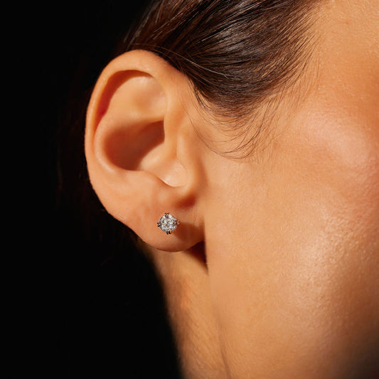 2 TCW Round Moissanite Stud Earrings