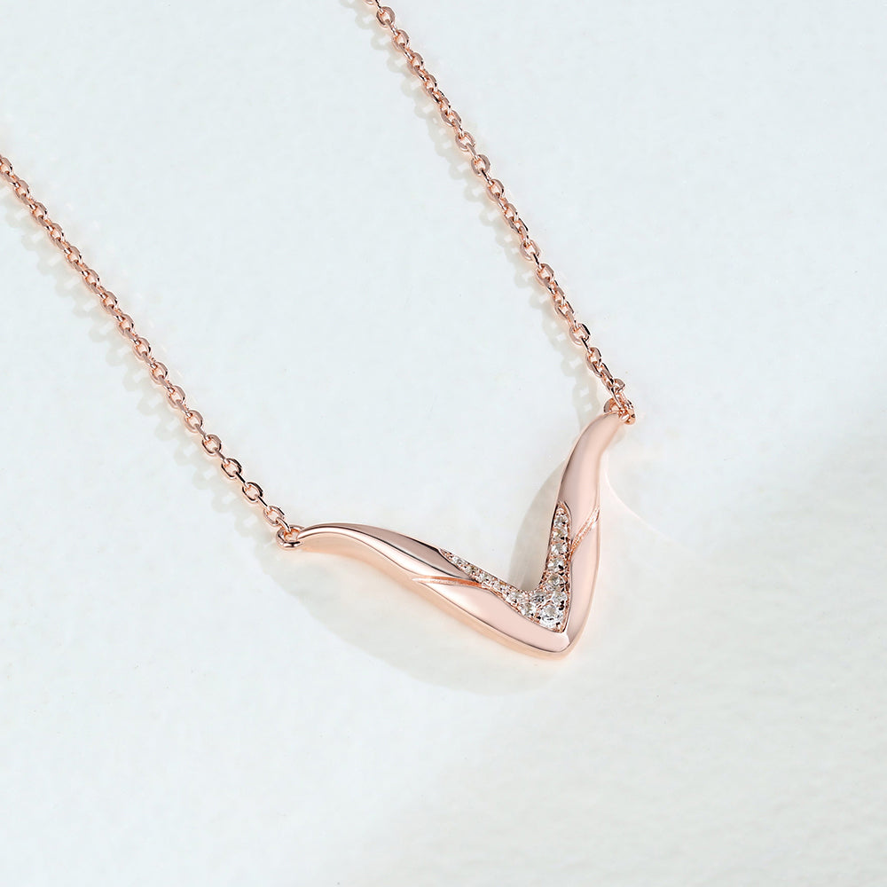 0.10 TCW Round Moissanite V-Shaped Necklace