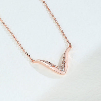 0.10 TCW Round Moissanite V-Shaped Necklace