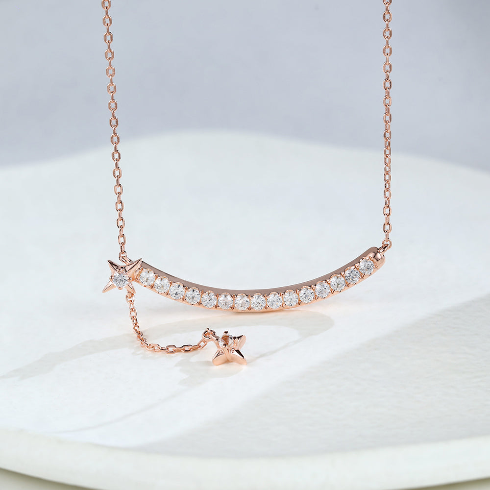 0.25 TCW Round Moissanite Multi Stone Necklace
