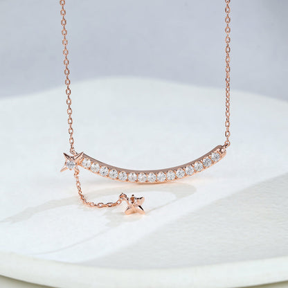 0.25 TCW Round Moissanite Multi Stone Necklace