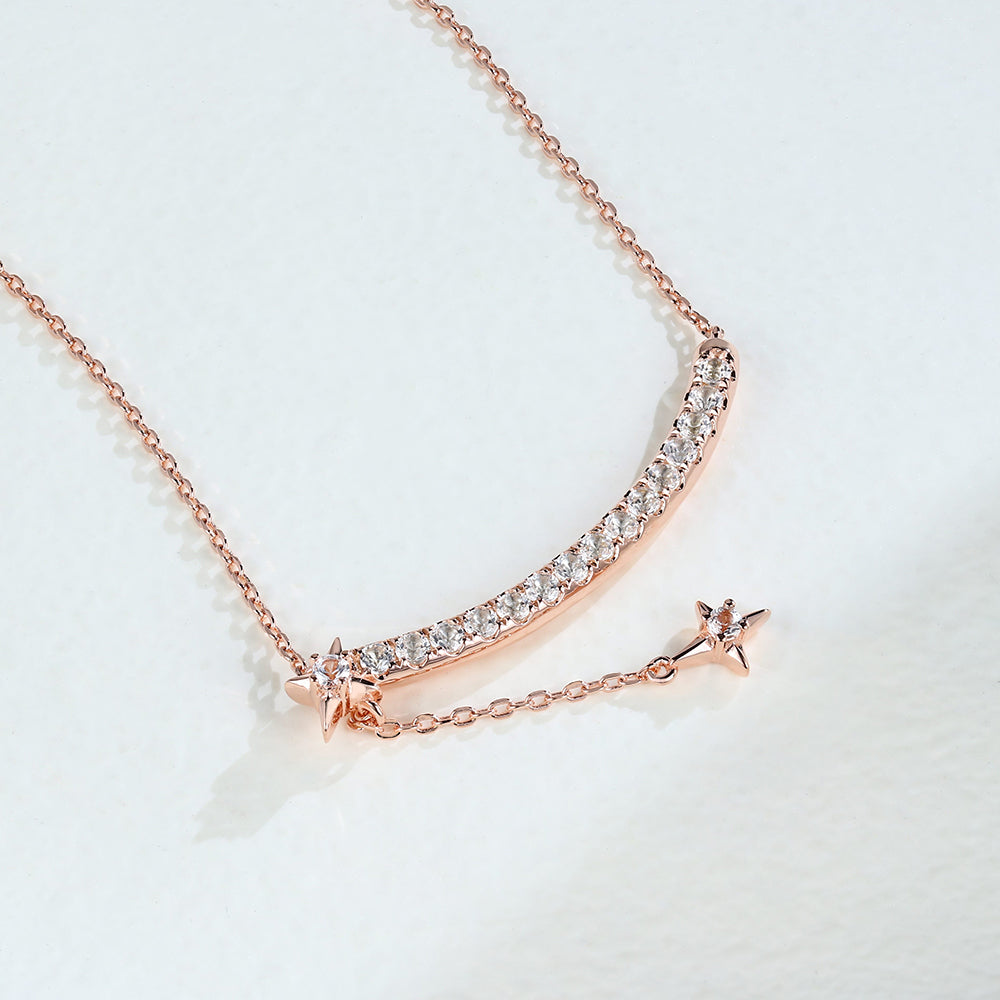 0.25 TCW Round Moissanite Multi Stone Necklace