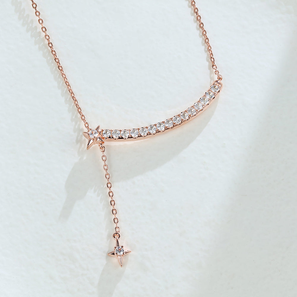 0.25 TCW Round Moissanite Multi Stone Necklace